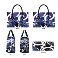 Piwakawaka New Zealand Matariki Leather Bag Maori New Year Silver Fern Purple Galaxy