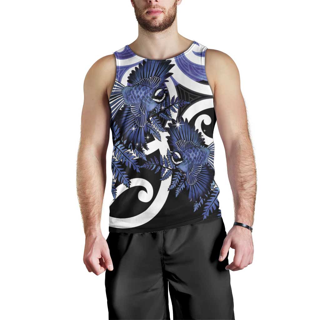 Piwakawaka New Zealand Matariki Men Tank Top Maori New Year Silver Fern Purple Galaxy LT14 - Polynesian Pride