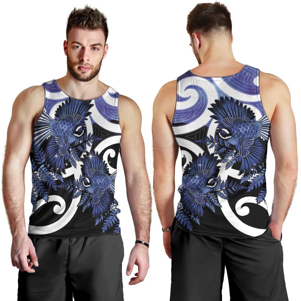 Piwakawaka New Zealand Matariki Men Tank Top Maori New Year Silver Fern Purple Galaxy LT14 - Polynesian Pride