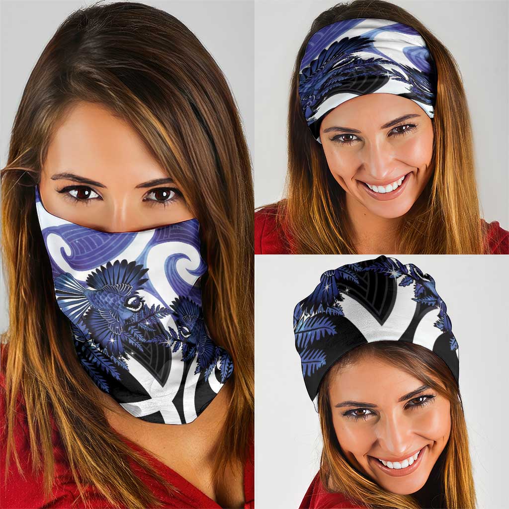 Piwakawaka New Zealand Matariki Neck Gaiter Maori New Year Silver Fern Purple Galaxy