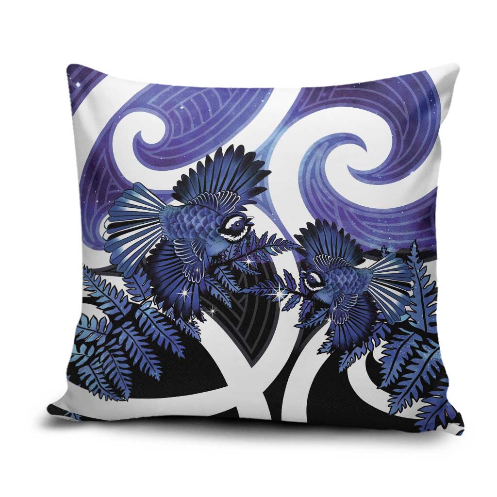 Piwakawaka New Zealand Matariki Pillow Cover Maori New Year Silver Fern Purple Galaxy