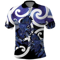 Piwakawaka New Zealand Matariki Polo Shirt Maori New Year Silver Fern Purple Galaxy