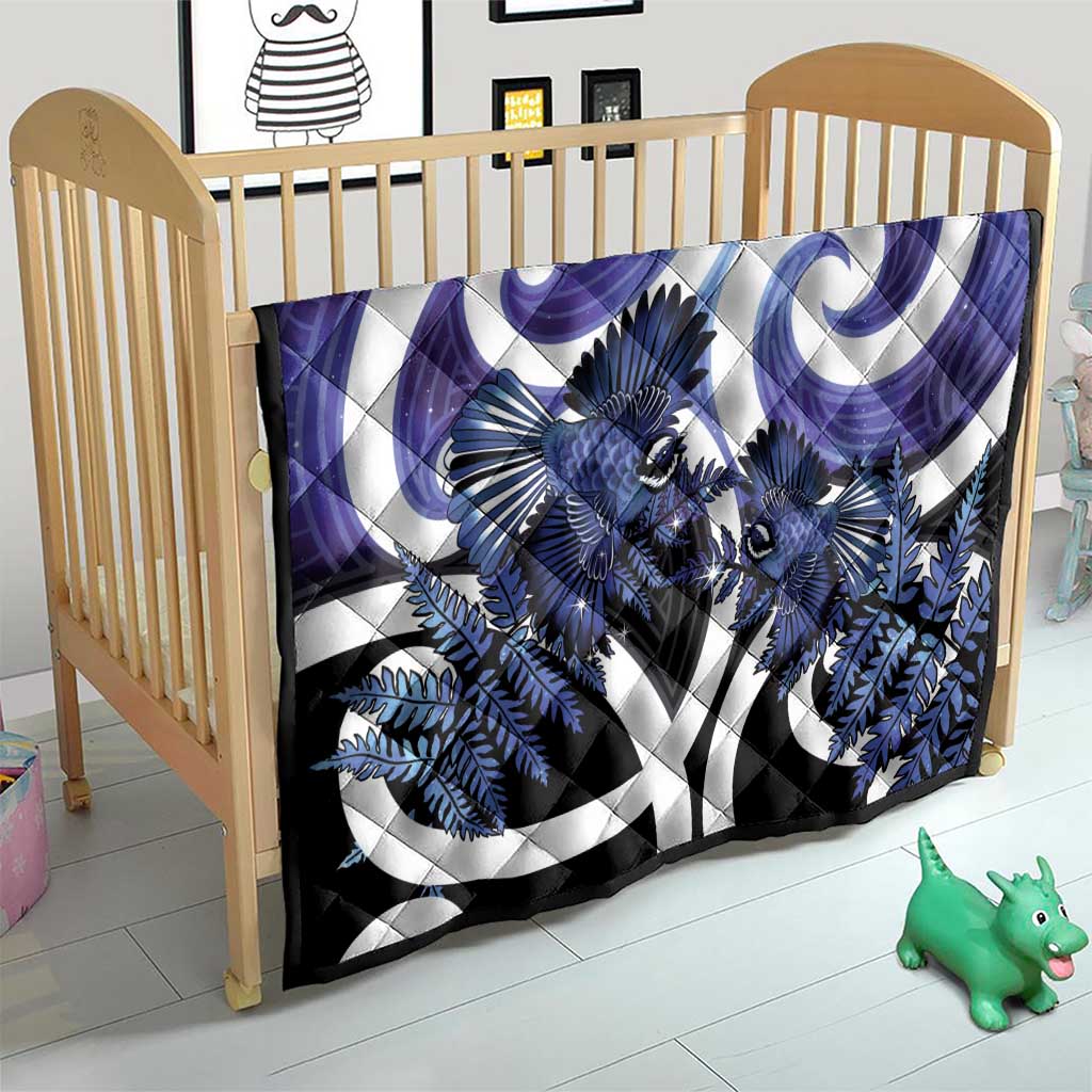 Piwakawaka New Zealand Matariki Quilt Maori New Year Silver Fern Purple Galaxy