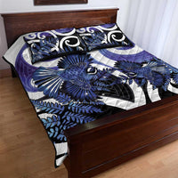 Piwakawaka New Zealand Matariki Quilt Bed Set Maori New Year Silver Fern Purple Galaxy