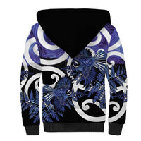 Piwakawaka New Zealand Matariki Sherpa Hoodie Maori New Year Silver Fern Purple Galaxy