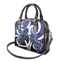 Piwakawaka New Zealand Matariki Shoulder Handbag Maori New Year Silver Fern Purple Galaxy