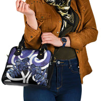 Piwakawaka New Zealand Matariki Shoulder Handbag Maori New Year Silver Fern Purple Galaxy
