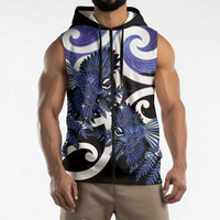Piwakawaka New Zealand Matariki Sleeveless Zip Hoodie Maori New Year Silver Fern Purple Galaxy
