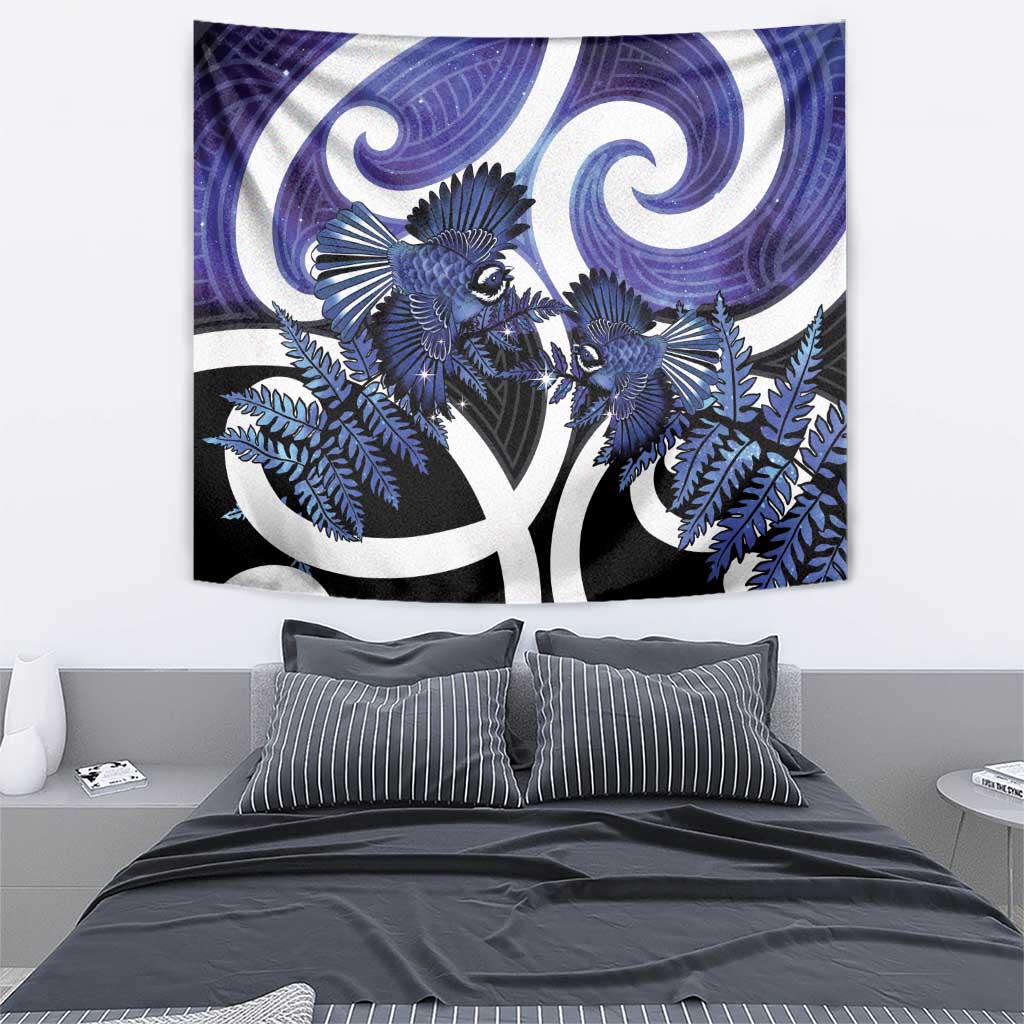 Piwakawaka New Zealand Matariki Tapestry Maori New Year Silver Fern Purple Galaxy