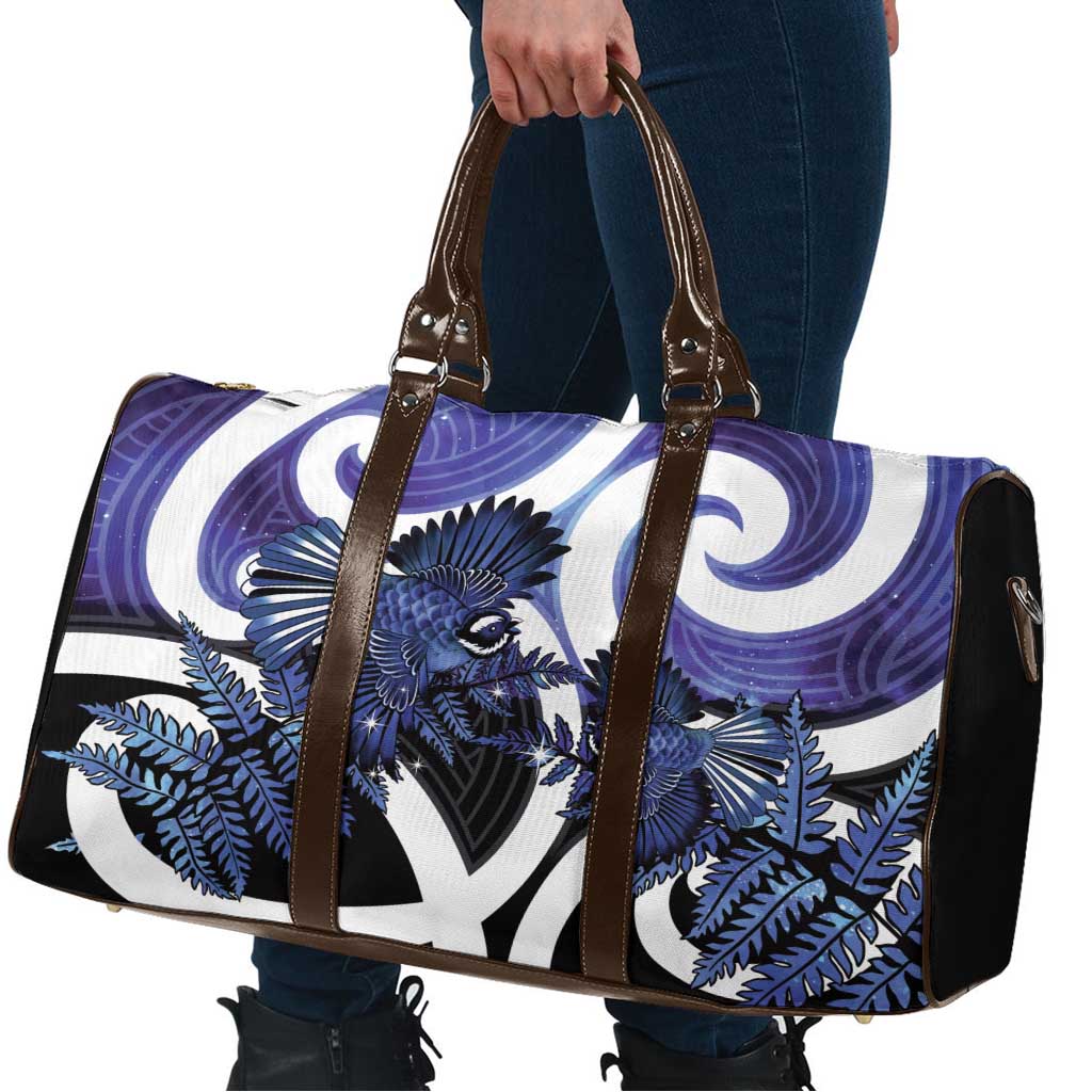 Piwakawaka New Zealand Matariki Travel Bag Maori New Year Silver Fern Purple Galaxy