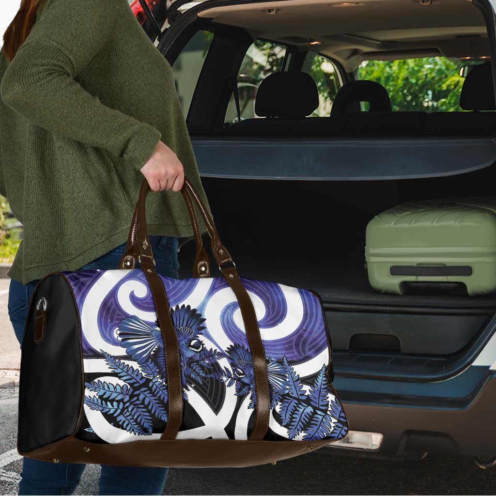 Piwakawaka New Zealand Matariki Travel Bag Maori New Year Silver Fern Purple Galaxy