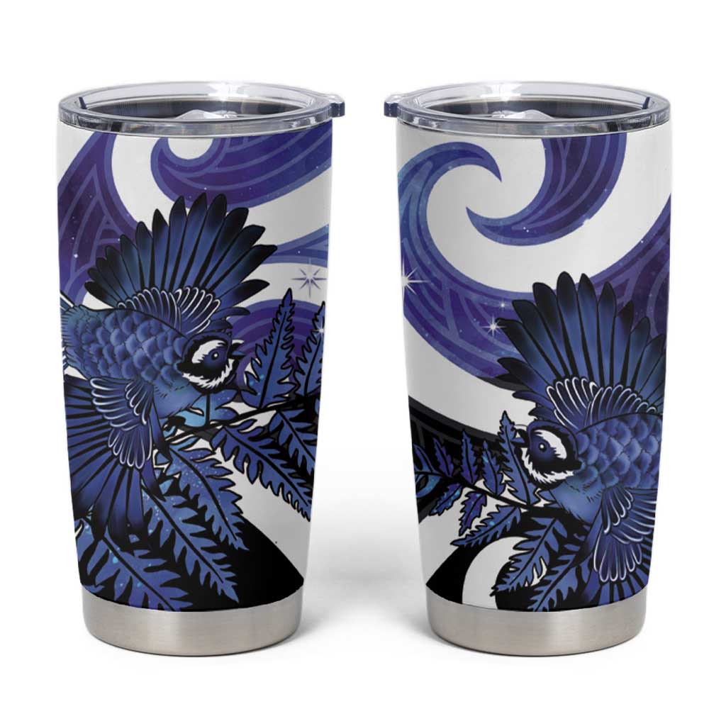 Piwakawaka New Zealand Matariki Tumbler Cup Maori New Year Silver Fern Purple Galaxy
