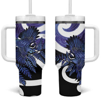Piwakawaka New Zealand Matariki Tumbler With Handle Maori New Year Silver Fern Purple Galaxy