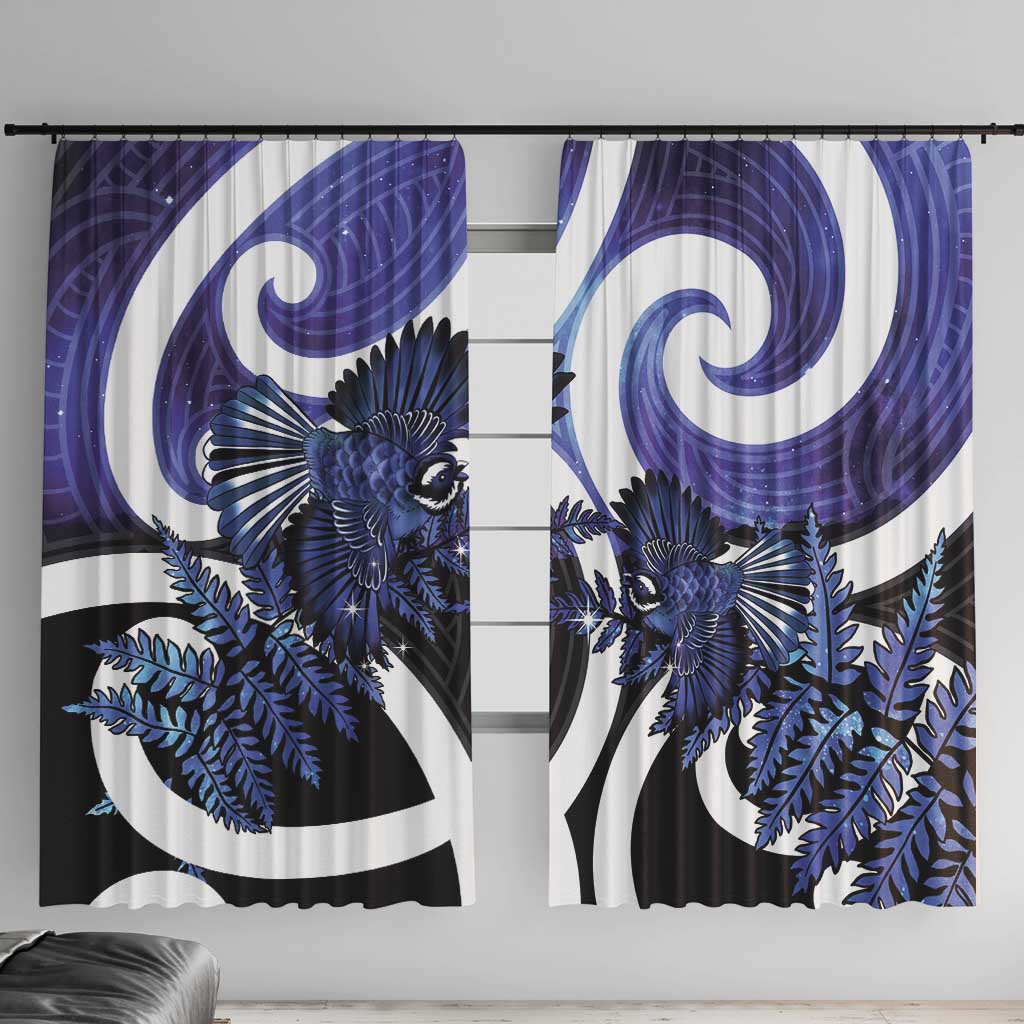 Piwakawaka New Zealand Matariki Window Curtain Maori New Year Silver Fern Purple Galaxy