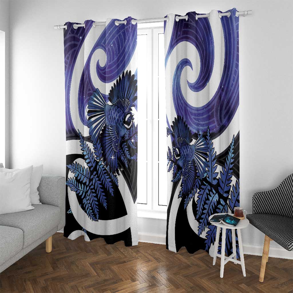 Piwakawaka New Zealand Matariki Window Curtain Maori New Year Silver Fern Purple Galaxy