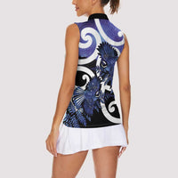 Piwakawaka New Zealand Matariki Women Sleeveless Polo Shirt Maori New Year Silver Fern Purple Galaxy LT14 - Polynesian Pride