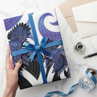 Piwakawaka New Zealand Matariki Wrapping Paper Maori New Year Silver Fern Purple Galaxy