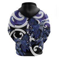 Piwakawaka New Zealand Matariki Zip Hoodie Maori New Year Silver Fern Purple Galaxy