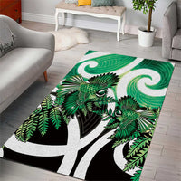 Piwakawaka New Zealand Matariki Area Rug Maori New Year Silver Fern Green Galaxy