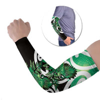 Piwakawaka New Zealand Matariki Arm Sleeves Maori New Year Silver Fern Green Galaxy