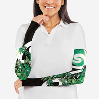 Piwakawaka New Zealand Matariki Arm Sleeves Maori New Year Silver Fern Green Galaxy