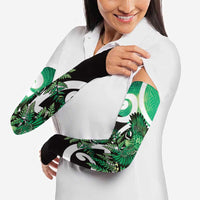 Piwakawaka New Zealand Matariki Arm Sleeves Maori New Year Silver Fern Green Galaxy