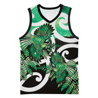 Piwakawaka New Zealand Matariki Basketball Jersey Maori New Year Silver Fern Green Galaxy