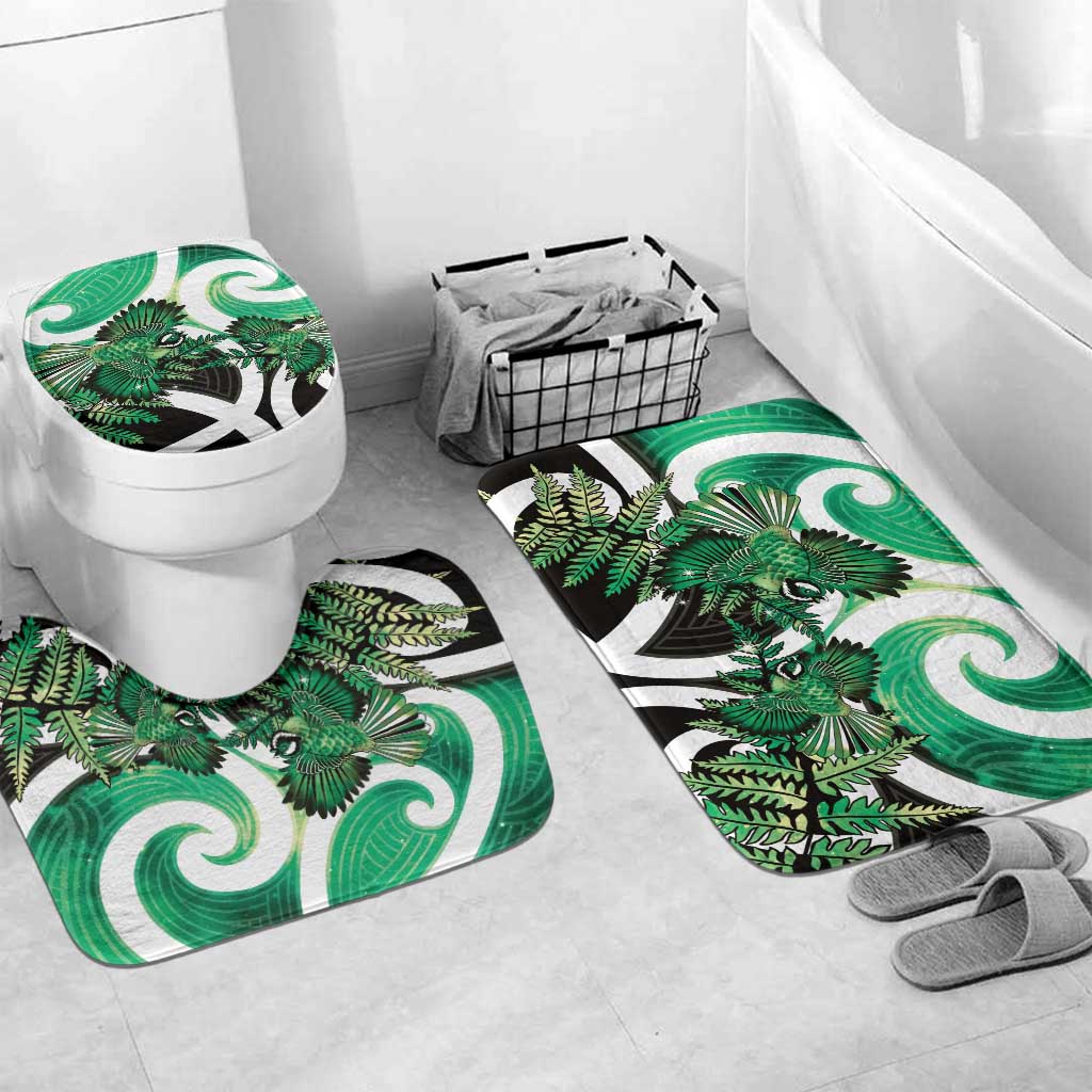 Piwakawaka New Zealand Matariki Bathroom Set Maori New Year Silver Fern Green Galaxy