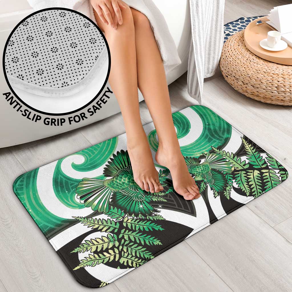 Piwakawaka New Zealand Matariki Bathroom Set Maori New Year Silver Fern Green Galaxy