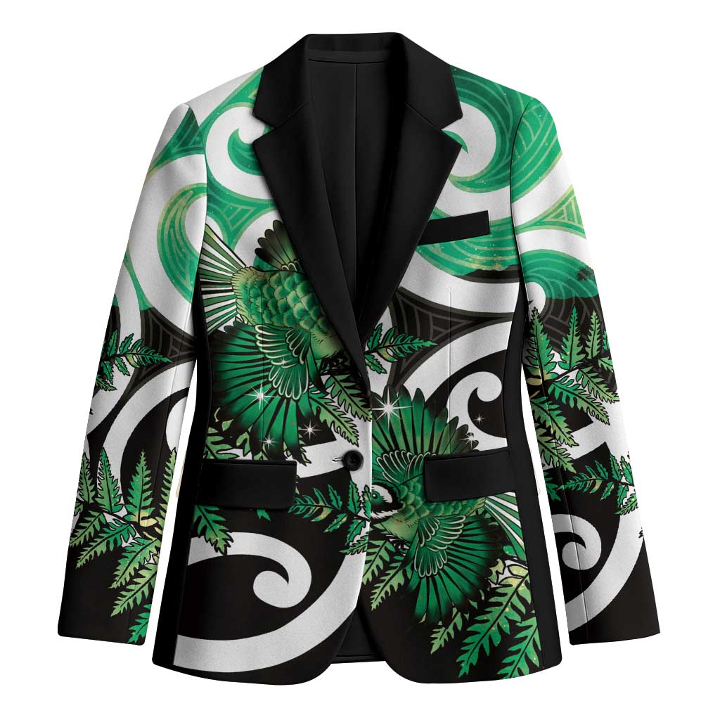 Piwakawaka New Zealand Matariki Blazer Maori New Year Silver Fern Green Galaxy