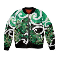 Piwakawaka New Zealand Matariki Bomber Jacket Maori New Year Silver Fern Green Galaxy LT14 Unisex Green - Polynesian Pride
