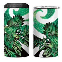 Piwakawaka New Zealand Matariki 4 in 1 Can Cooler Tumbler Maori New Year Silver Fern Green Galaxy