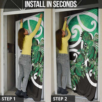 Piwakawaka New Zealand Matariki Door Cover Maori New Year Silver Fern Green Galaxy