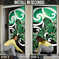 Piwakawaka New Zealand Matariki Door Cover Maori New Year Silver Fern Green Galaxy