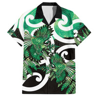 Piwakawaka New Zealand Matariki Family Matching Long Sleeve Bodycon Dress and Hawaiian Shirt Maori New Year Silver Fern Green Galaxy LT14 Dad's Shirt - Short Sleeve Green - Polynesian Pride
