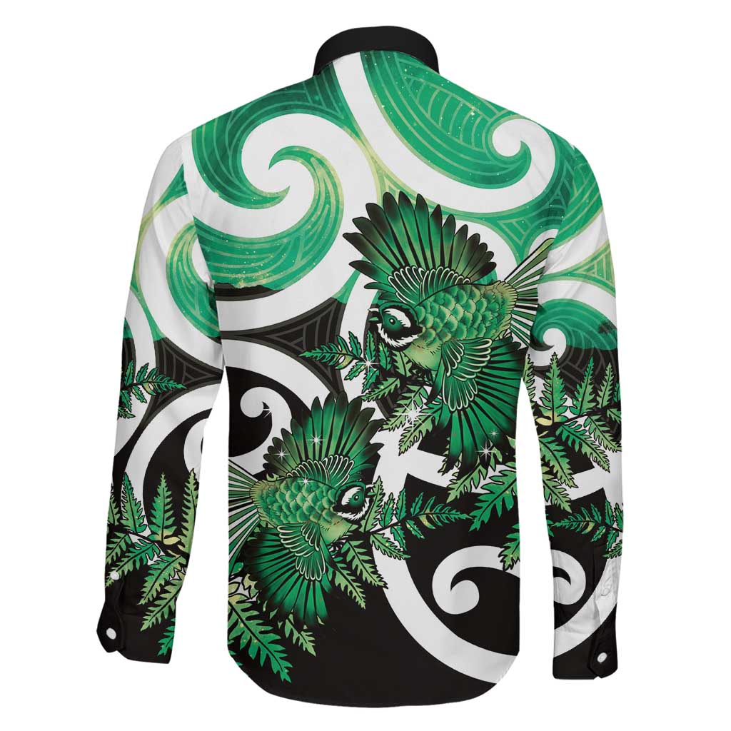 Piwakawaka New Zealand Matariki Family Matching Mermaid Dress and Hawaiian Shirt Maori New Year Silver Fern Green Galaxy LT14 - Polynesian Pride