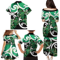 Piwakawaka New Zealand Matariki Family Matching Puletasi and Hawaiian Shirt Maori New Year Silver Fern Green Galaxy LT14 - Polynesian Pride