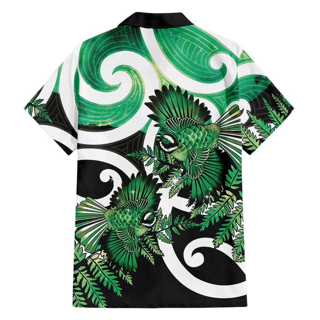 Piwakawaka New Zealand Matariki Family Matching Puletasi and Hawaiian Shirt Maori New Year Silver Fern Green Galaxy LT14 - Polynesian Pride