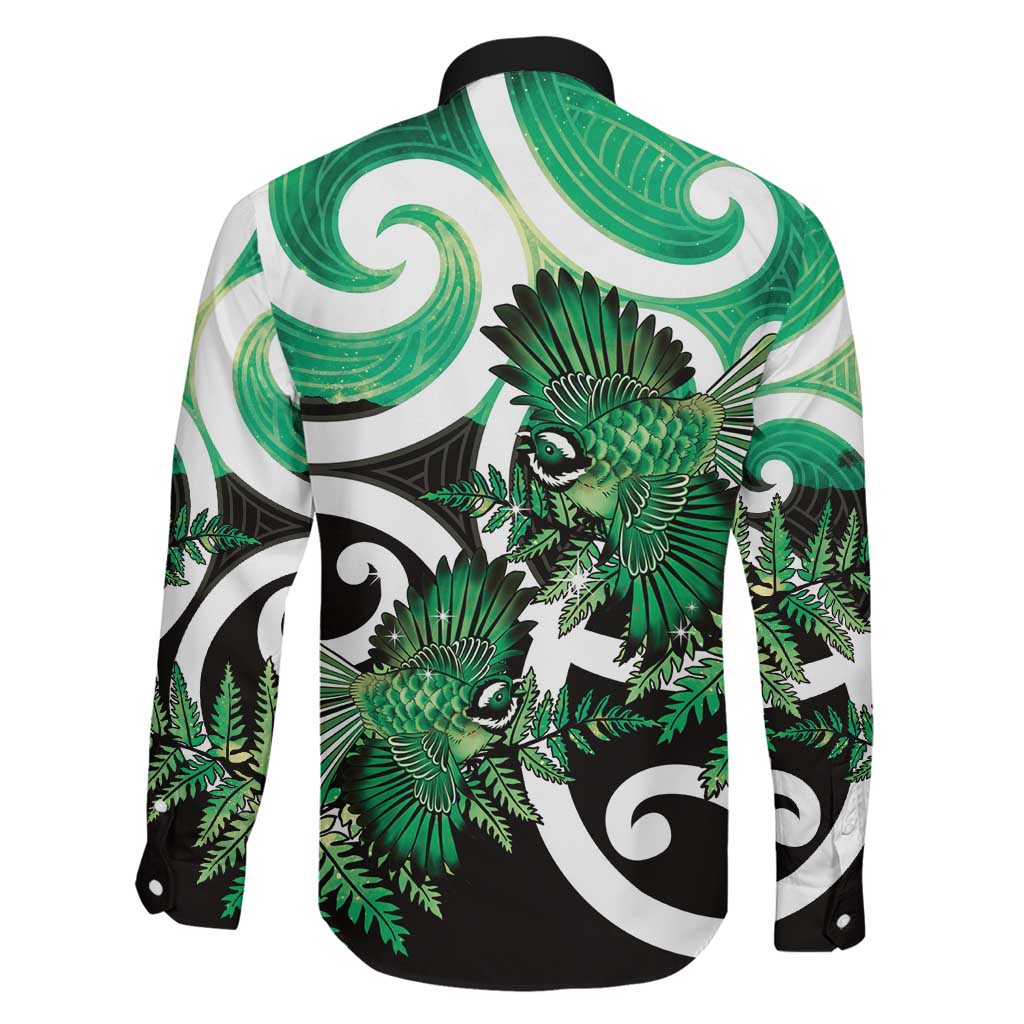 Piwakawaka New Zealand Matariki Family Matching Puletasi and Hawaiian Shirt Maori New Year Silver Fern Green Galaxy LT14 - Polynesian Pride
