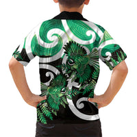 Piwakawaka New Zealand Matariki Family Matching Short Sleeve Bodycon Dress and Hawaiian Shirt Maori New Year Silver Fern Green Galaxy LT14 - Polynesian Pride