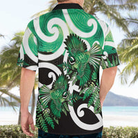 Piwakawaka New Zealand Matariki Hawaiian Shirt Maori New Year Silver Fern Green Galaxy