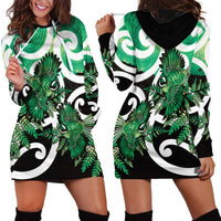 Piwakawaka New Zealand Matariki Hoodie Dress Maori New Year Silver Fern Green Galaxy