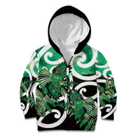 Piwakawaka New Zealand Matariki Kid Hoodie Maori New Year Silver Fern Green Galaxy