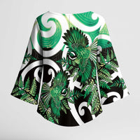 Piwakawaka New Zealand Matariki Kimono Sleeve Blouse Maori New Year Silver Fern Green Galaxy