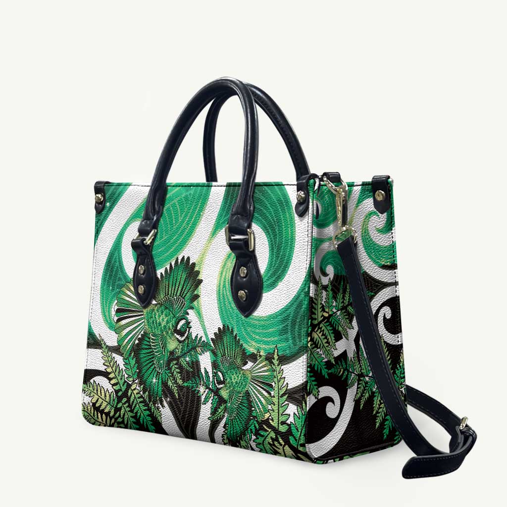 Piwakawaka New Zealand Matariki Leather Bag Maori New Year Silver Fern Green Galaxy LT14 Green - Polynesian Pride