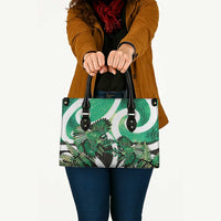 Piwakawaka New Zealand Matariki Leather Bag Maori New Year Silver Fern Green Galaxy LT14 - Polynesian Pride