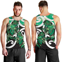 Piwakawaka New Zealand Matariki Men Tank Top Maori New Year Silver Fern Green Galaxy