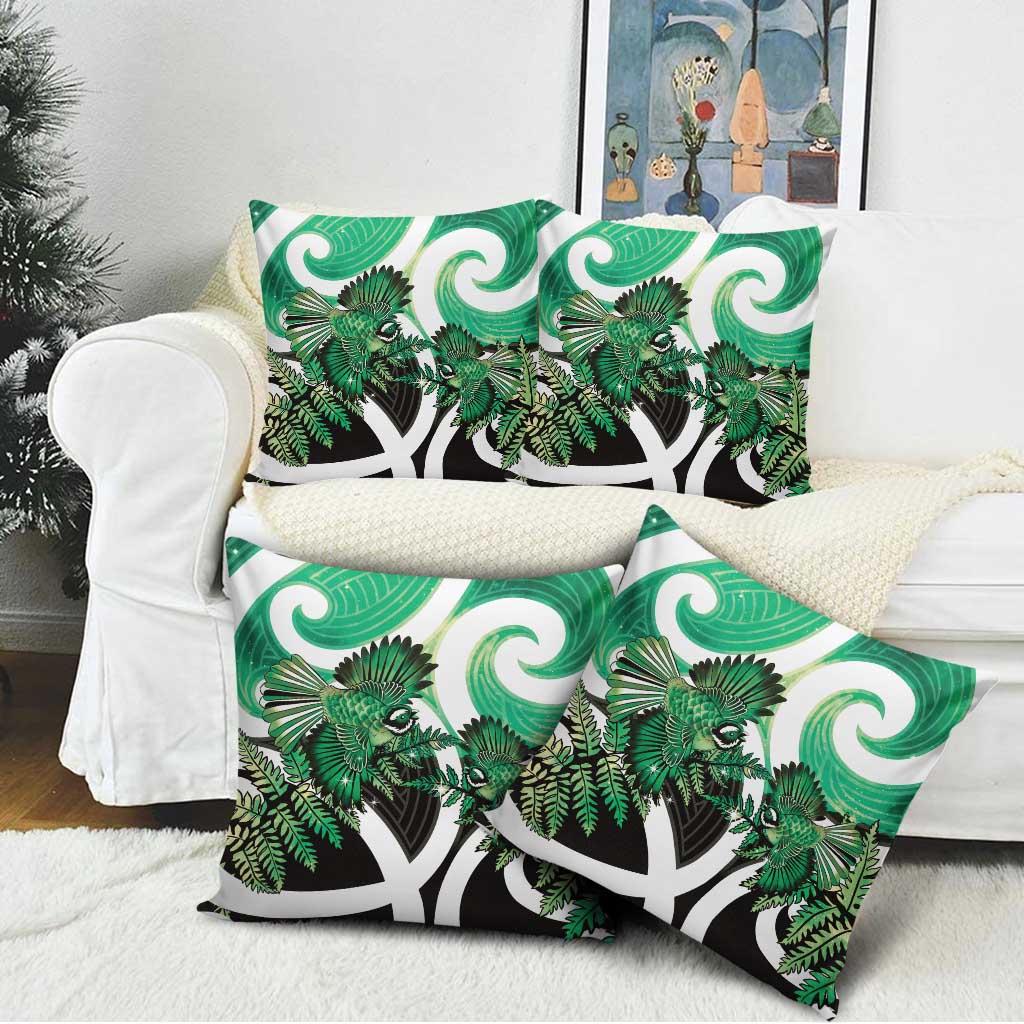 Piwakawaka New Zealand Matariki Pillow Cover Maori New Year Silver Fern Green Galaxy LT14 - Polynesian Pride