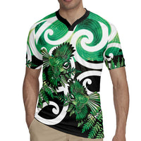 Piwakawaka New Zealand Matariki Rugby Jersey Maori New Year Silver Fern Green Galaxy LT14 - Polynesian Pride