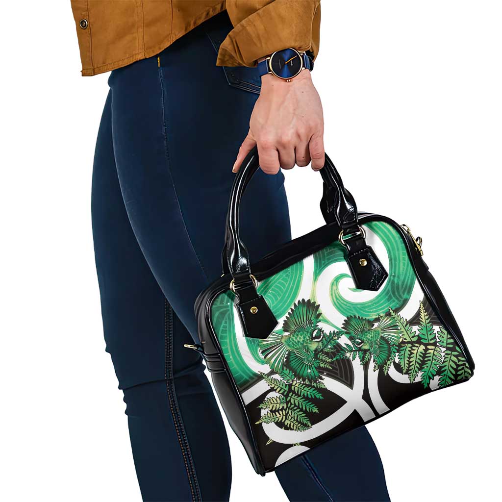 Piwakawaka New Zealand Matariki Shoulder Handbag Maori New Year Silver Fern Green Galaxy LT14 - Polynesian Pride